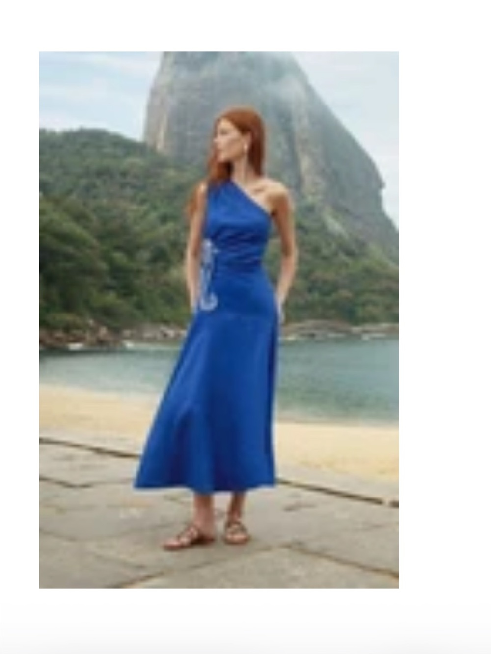 FARM Rio Royal Blue One-Shoulder Midi Dress
